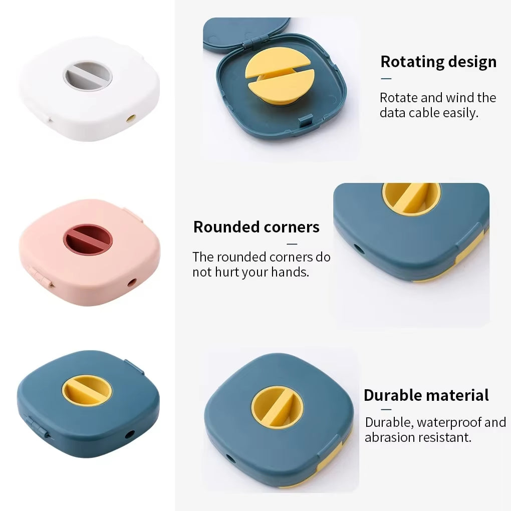 Portable round USB Cable Winder Small Cable Organizer Rotating Data Cable Organizer Mobile Phone Mobile Charging Cable Winder