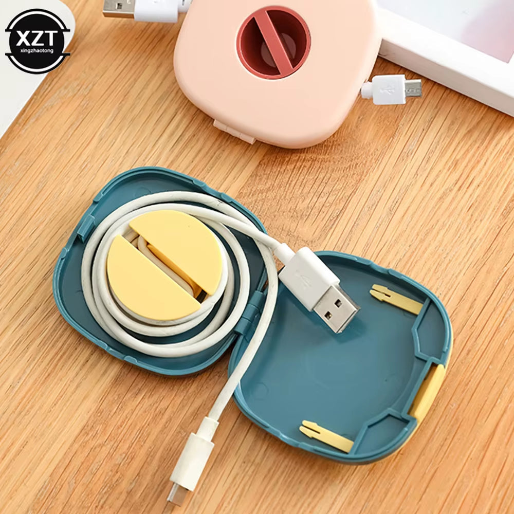 Cable Organizer Rotating Cable Winder Box Plastic Portable Wire Storage Case Phone Holder Mouse Wire Earphone Cord Storage