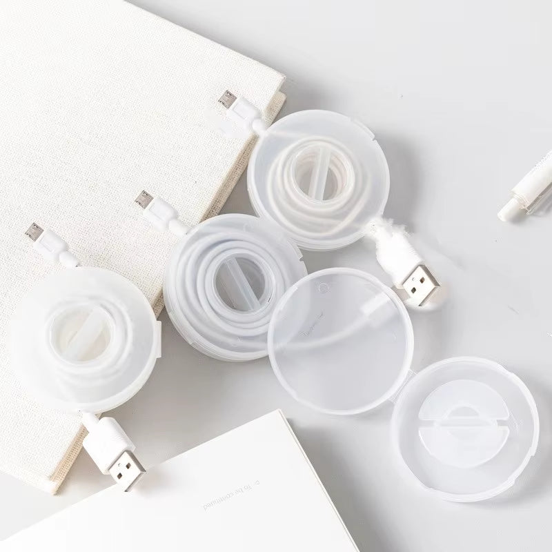 Rotatable Wire Winder Box Portable round Wire Organizer Cord Cable Winder Management Storage Box for Charging Data Line Tidy