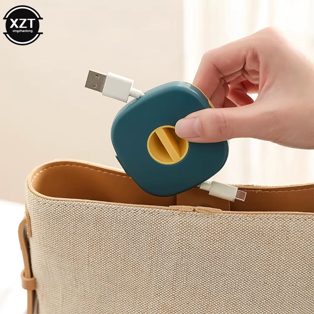 Cable Organizer Rotating Cable Winder Box Plastic Portable Wire Storage Case Phone Holder Mouse Wire Earphone Cord Storage
