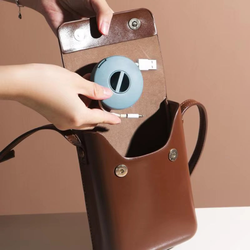 1PC Portable round Rotatable Data Cable Organizer Storage Box Winder for Mobile Phone Charging Cable Winder Thread Management