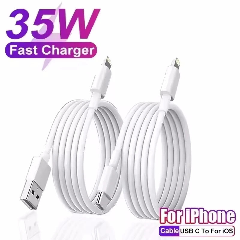 PD 35W Fast Charger with USB Type-C for iPhone 15, 14, 13, 12, 11 Pro Max, Mini, XR, XS - Charging Data Cable Accessories