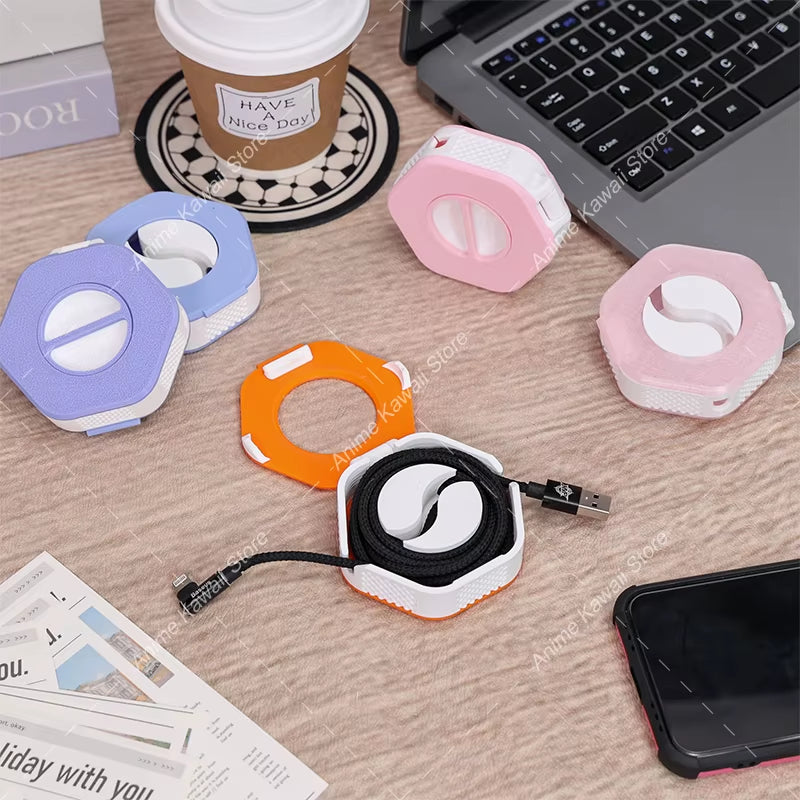 3D Printed Rotatable Wire Winder Box Portable Wire Organizer Cord Cable Winder Management Storage Box for Charging Data