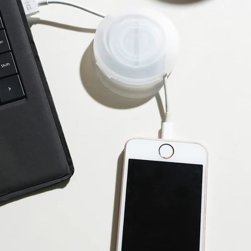 1PC Portable round Rotatable Data Cable Organizer Storage Box Winder for Mobile Phone Charging Cable Winder Thread Management